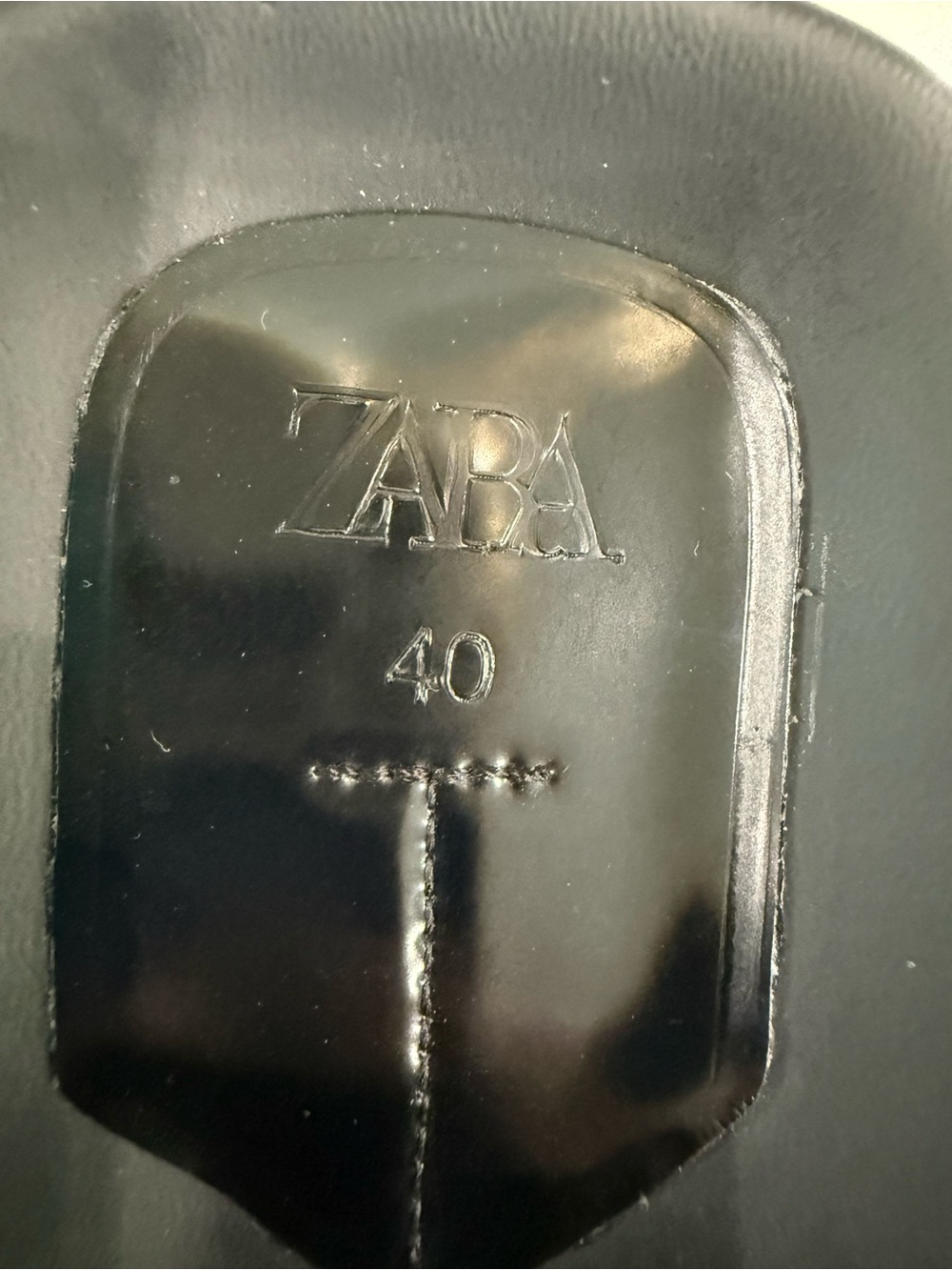 Never Worn Zara Black Slide Sandals with Embossed Logo - Picture 4 of 6